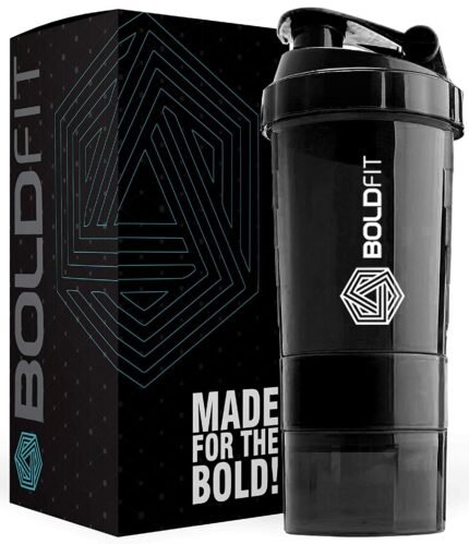 Spider Gym Shaker Bottle, Shakers for Protein Shake with 2 Storage Compartment Gym protein shaker for workout (High Density Polyethylene, Pack of 1, Black)